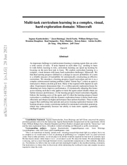 Multi-task curriculum learning in a complex, visual, hard-exploration
  domain: Minecraft