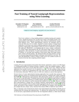 Fast Training of Neural Lumigraph Representations using Meta Learning