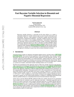 Fast Bayesian Variable Selection in Binomial and Negative Binomial
  Regression