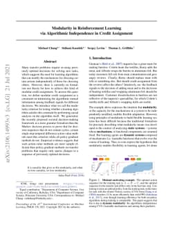 Modularity in Reinforcement Learning via Algorithmic Independence in
  Credit Assignment