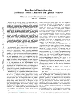 Deep Inertial Navigation using Continuous Domain Adaptation and Optimal
  Transport
