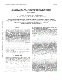 DCASE 2021 Task 3: Spectrotemporally-aligned Features for Polyphonic
  Sound Event Localization and Detection