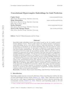 Convolutional Hypercomplex Embeddings for Link Prediction