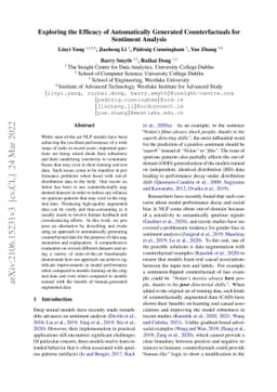 Exploring the Efficacy of Automatically Generated Counterfactuals for
  Sentiment Analysis