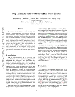 Deep Learning for Multi-View Stereo via Plane Sweep: A Survey