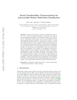 Attack Transferability Characterization for Adversarially Robust
  Multi-label Classification