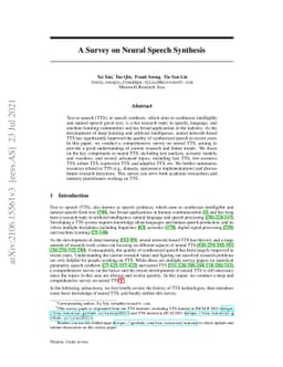 A Survey on Neural Speech Synthesis