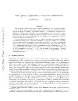 Near-Optimal Explainable $k$-Means for All Dimensions