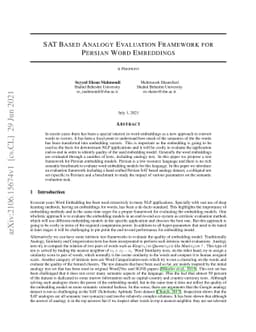 SAT Based Analogy Evaluation Framework for Persian Word Embeddings