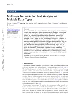 Multilayer Networks for Text Analysis with Multiple Data Types