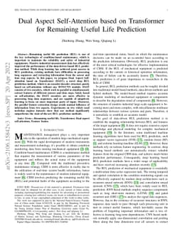 Dual Aspect Self-Attention based on Transformer for Remaining Useful
  Life Prediction