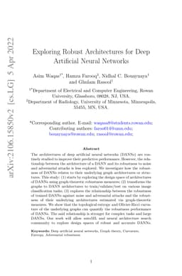 Exploring Robust Architectures for Deep Artificial Neural Networks