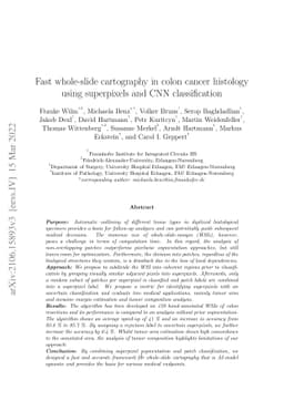 Fast whole-slide cartography in colon cancer histology using superpixels
  and CNN classification