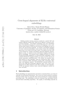 Cross-lingual alignments of ELMo contextual embeddings