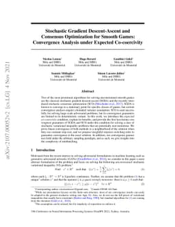 Stochastic Gradient Descent-Ascent and Consensus Optimization for Smooth
  Games: Convergence Analysis under Expected Co-coercivity