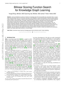 Bilinear Scoring Function Search for Knowledge Graph Learning