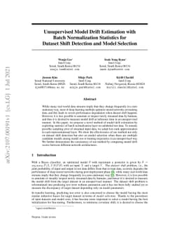 Unsupervised Model Drift Estimation with Batch Normalization Statistics
  for Dataset Shift Detection and Model Selection