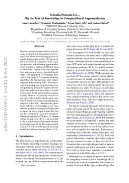Scientia Potentia Est -- On the Role of Knowledge in Computational
  Argumentation