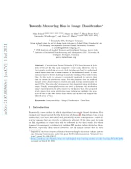 Towards Measuring Bias in Image Classification