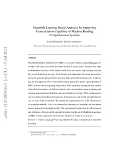 Ensemble Learning-Based Approach for Improving Generalization Capability
  of Machine Reading Comprehension Systems