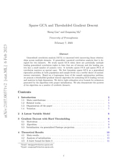 Sparse GCA and Thresholded Gradient Descent