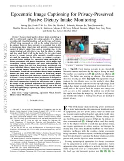 Egocentric Image Captioning for Privacy-Preserved Passive Dietary Intake
  Monitoring