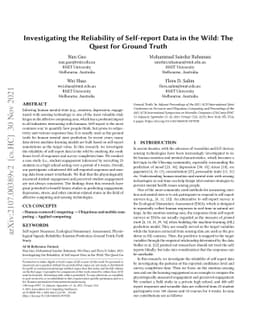 Investigating the Reliability of Self-report Data in the Wild: The Quest
  for Ground Truth