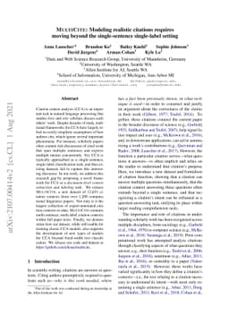 MultiCite: Modeling realistic citations requires moving beyond the
  single-sentence single-label setting