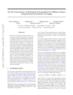 On the Convergence of Stochastic Extragradient for Bilinear Games using
  Restarted Iteration Averaging