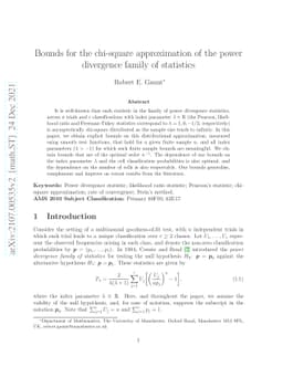Bounds for the chi-square approximation of the power divergence family
  of statistics