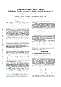 StableEmit: Selection Probability Discount for Reducing Emission Latency
  of Streaming Monotonic Attention ASR