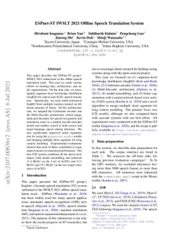 ESPnet-ST IWSLT 2021 Offline Speech Translation System