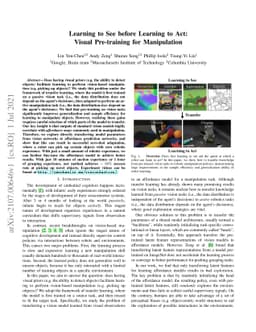 Learning to See before Learning to Act: Visual Pre-training for
  Manipulation