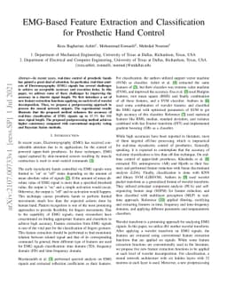 EMG-Based Feature Extraction and Classification for Prosthetic Hand
  Control