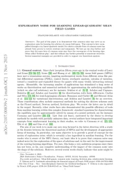 Exploration noise for learning linear-quadratic mean field games