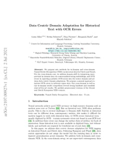 Data Centric Domain Adaptation for Historical Text with OCR Errors