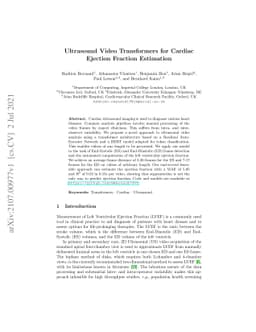 Ultrasound Video Transformers for Cardiac Ejection Fraction Estimation