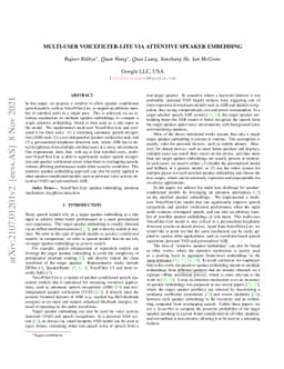 Multi-user VoiceFilter-Lite via Attentive Speaker Embedding