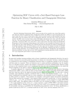 Optimizing ROC Curves with a Sort-Based Surrogate Loss Function for
  Binary Classification and Changepoint Detection