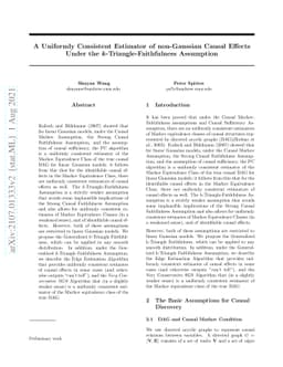 A Uniformly Consistent Estimator of non-Gaussian Causal Effects Under
  the k-Triangle-Faithfulness Assumption