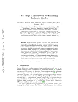 CT Image Harmonization for Enhancing Radiomics Studies