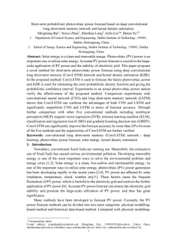 Short-term probabilistic photovoltaic power forecast based on deep
  convolutional long short-term memory network and kernel density estimation