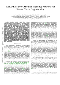 EAR-NET: Error Attention Refining Network For Retinal Vessel
  Segmentation