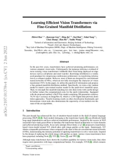 Learning Efficient Vision Transformers via Fine-Grained Manifold
  Distillation