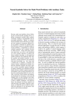 Neural-Symbolic Solver for Math Word Problems with Auxiliary Tasks