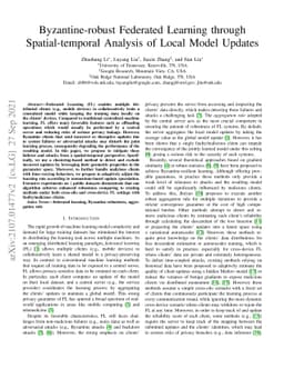 Byzantine-robust Federated Learning through Spatial-temporal Analysis of
  Local Model Updates