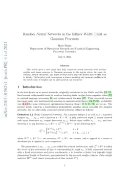 Random Neural Networks in the Infinite Width Limit as Gaussian Processes