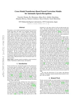Cross-Modal Transformer-Based Neural Correction Models for Automatic
  Speech Recognition