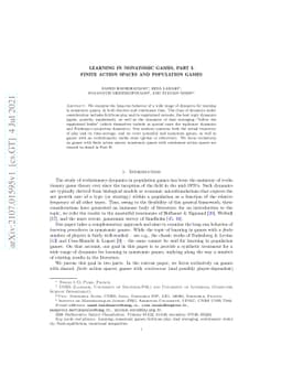Learning in nonatomic games, Part I: Finite action spaces and population
  games