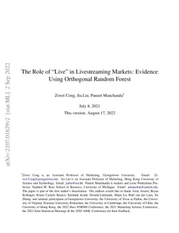 The Role of "Live" in Livestreaming Markets: Evidence Using Orthogonal
  Random Forest